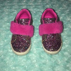OshKosh pink glitter faux fur sneakers